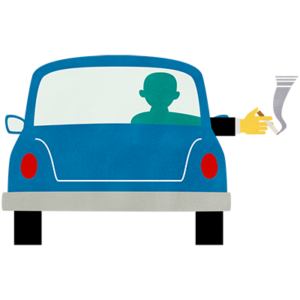 車外に煙草の灰を捨てる人